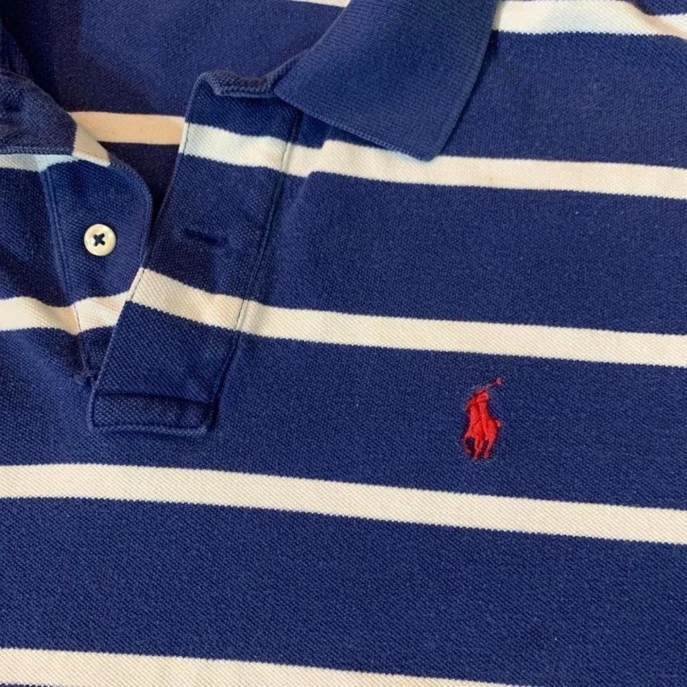 Ralph Lauren navy‎ blue striped polo shirt